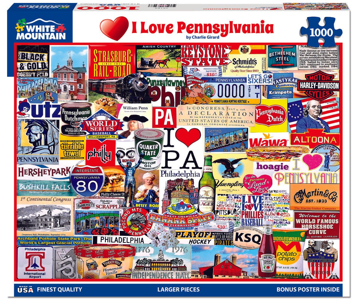I Love Pennsylvania (1413pz) - 1000 Piece Jigsaw Puzzle