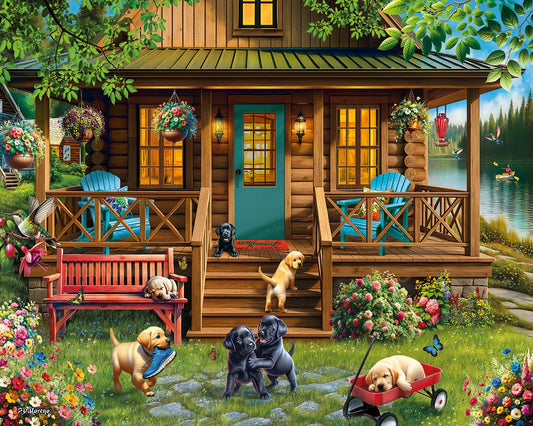 Porch Puppies (2158pz) - 1000 Piece Jigsaw Puzzle